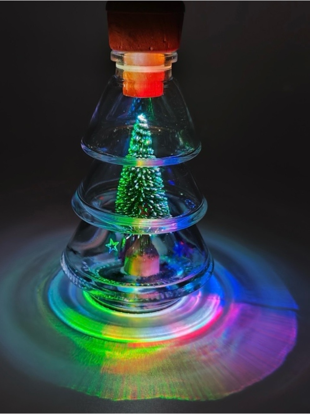 Glass Christmas Tree LED Light Globe - Green Tree with Multicolor Glow